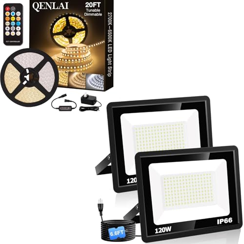 Tira LED ajustable 20ft 2700K-6500K con floodlight 120W