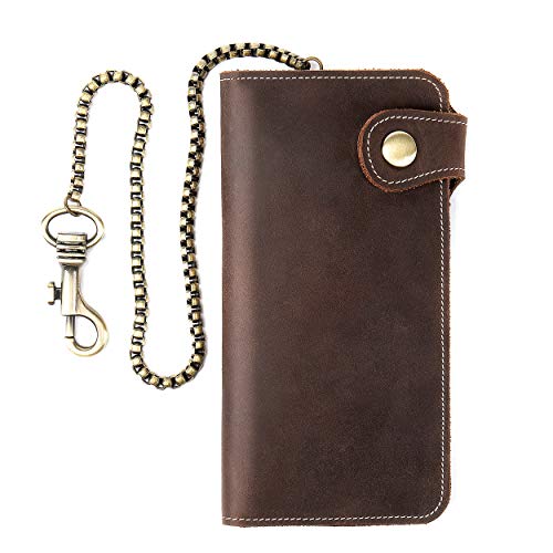 Leather Wallets for Men Chain Wallet Vintage Bikers Wallet Bifold Card Holder Truckers