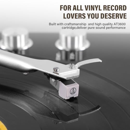 Image of Belt Drive Turntable for Vinyl Record Player and Bluetooth Output Control | No Built-in Speakers,Magnetic Cartridge,Built-in Phono Preamp,USB Digital Output,33 /45 RPM,High-Gloss Wood Design