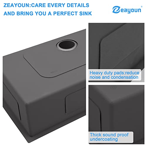 Zeayoun 32 Undermount Kitchen Sink 32 Inch Stainless Steel Kitchen Sink Single Bowl Undermount Sink Basin With Drain Strainer Dish Drying Rack Protective Grid #TOP5