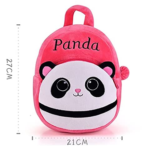 Image of Frantic Kids Soft Velvet Plush Animal Cartoon School Backpack (2 To 5 Years, Yellow, Pink Panda)