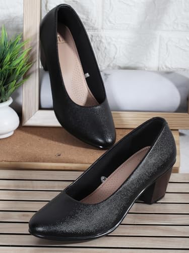 Image of Carlton London Women Comfortable Block Heel Pointed Toe Slip On Fashion Shoes for Daily use, Office use, Casual use