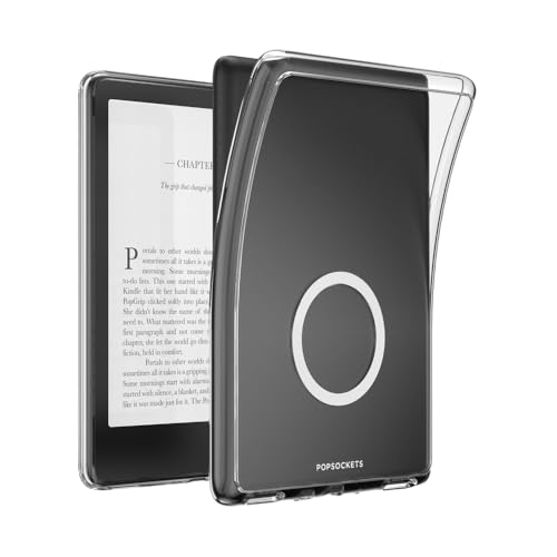 Image of PopSockets Kindle Paperwhite 2021 Case (11th Gen, 6.8 inch) & Signature Edition, Protective Cover with Built-in MagSafe-Compatible Ring for PopGrip, E-Reader Accessory - Clear