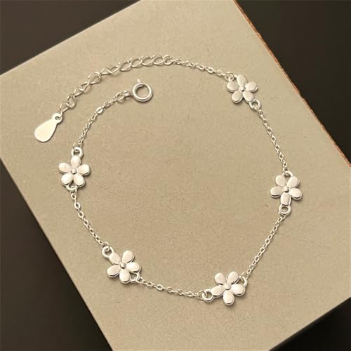Dainty Flower 925 Sterling Silver Bracelets for Women Minimalist Daisy Flower Charm Link Bracelets Adjustable Chain Fashion Jewelry2