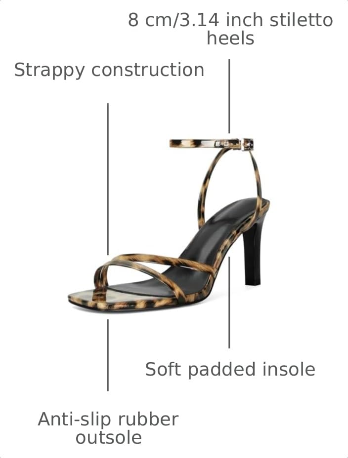 Image of SOVANYOU Heeled Sandals for Women Dressy Square Open Toe Strappy High Heels with Ankle Strap for Wedding Party Daily Wear