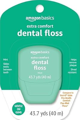 Amazon Basics Extra Comfort Mint Dental Floss, Shred Resistant, Slides Easily Between Teeth, 40 M, 1-Pack