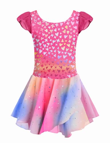 Image of Arshiner Girls Ruffle Sleeve Ballet Dance Dress Tutu Skirted Leotard