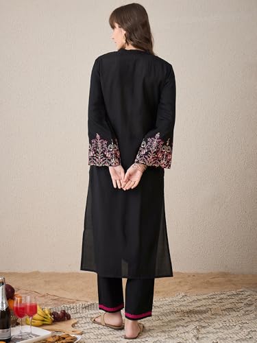 Image of INDO ERA Women's Embroidered Anarkali Kurta Pant Set with Dupatta | Cord Set For Women Cotton