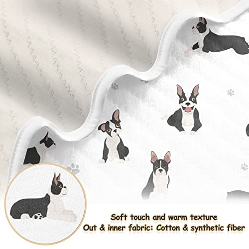Image of Swaddle Blanket Boston Terrier Dog Cotton for Infants, Receiving, Lightweight Soft Swaddling for Crib, Stroller, Nursery, Bulldog, 30x40 in
