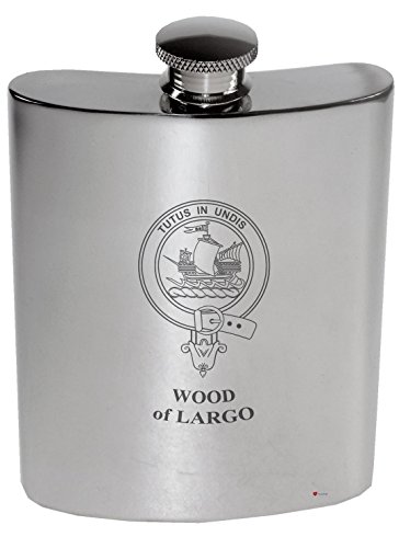 Flacon de rein étain 6 oz Wood of Largo crête de famille fiole de hanche polie - 2