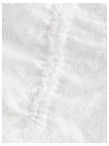 WDIRARA Women's Lace Drawstring Layered Ruffle Midi Skirt Ruched Asymmetrical High Low Skirt3