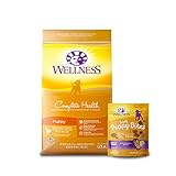 Wellness Complete Health Dry Puppy Food with Grains, 5 lb Bag and Soft Puppy Bites, 3 oz Bag, Grain Free Dog Treats, Trial Bundle