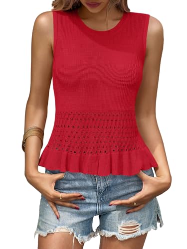 Image of Saodimallsu Womens Crochet Tank Top Sweater Vest