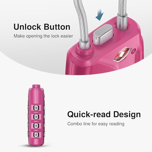 Image of Puroma TSA Approved Luggage Lock, 4 Digit Combination Travel Locks Resettable Code Lock with Zinc Alloy Body for Suitcase, Toolbox, Backpack, Bag, Gym Locker, Black,Blue,Silver,Red-Violet, Modern