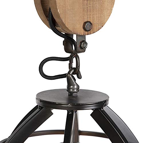 Qazqa Hanglamp Zwart Met Bruine Kap En Witte Binnenkant 31,5cm