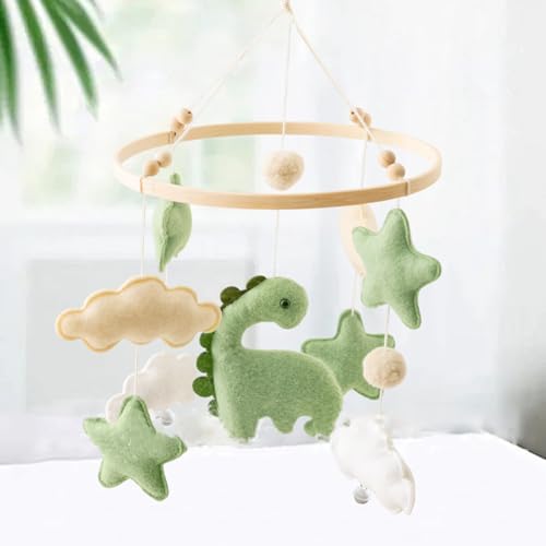 Image of Baby Crib Mobile for Boys Girls, Nursery Decor Mobile for Bassinet, Gender Neutral Mobile Crib Accessories for Infant Bedroom Hanging Newborn Gift - Dinosaur Diplodocus, Cloud, Stars