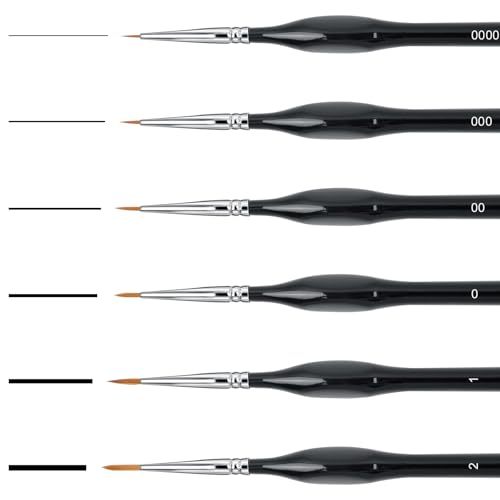 AiQInu 6 Piezas Pinceles Pintura Acrilica, Profesional Detalle Pincel Acuarela, Pinceles Finos Set para Acrílico, Óleo, Modelo, Miniatura