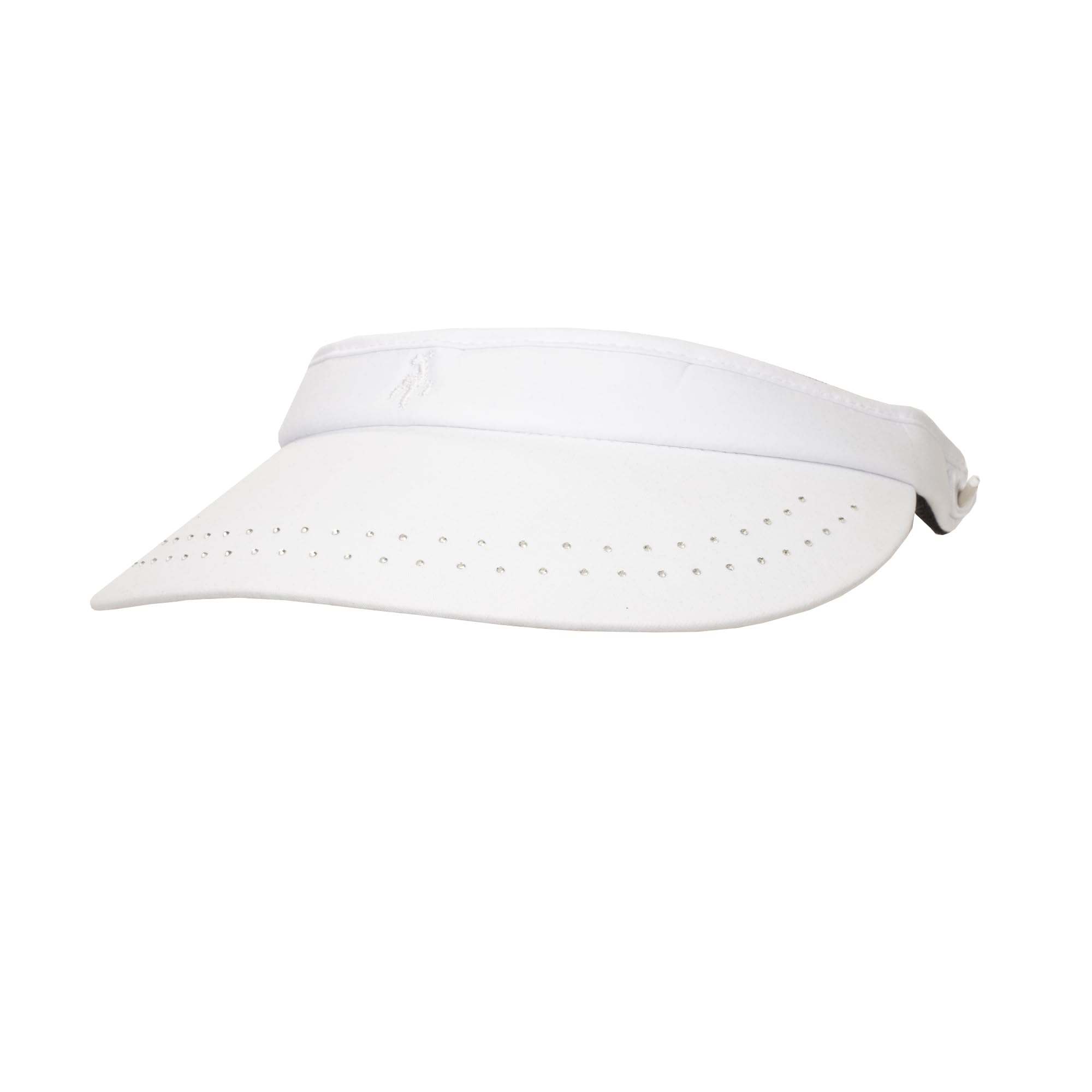 Green Lamb Women's White Diamanté Visor With Adjustable Fit In