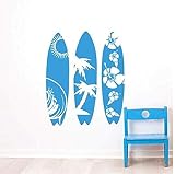 Material: PVC Adhesivos de pared Waves Sea Beach Wall Art Mural Creative Three Surfboard Style Decal 42X51cm Adhesivos de pared, adhesivos, calcomanías, vinilos adhesivos de PVC