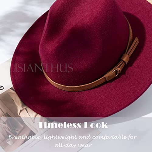 Image of Lisianthus Men & Women Vintage Wide Brim Fedora Hat | Classic Belt Buckle Decor, Adjustable Drawstring, Inner Breathable Sweatband, Timeless Style, Ideal for Travel & Daily