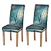 JUMBEAR Glowworm Lot de 4 housses de chaise extensibles amovibles et lavables anti-poussière Motif arbre lunaire
