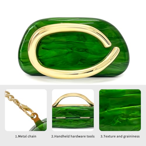Image of Women Acrylic Clutch Purse Metal Handle Evening Bag Trendy Box Shoulder Crossbody Bag Handbag for Wedding Party Causal
