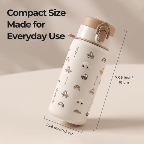 Evorie Botella de Agua para Niños de Acero Inoxidable Aislada de 13 oz con Pajilla, Edades 3+ miniatura 6