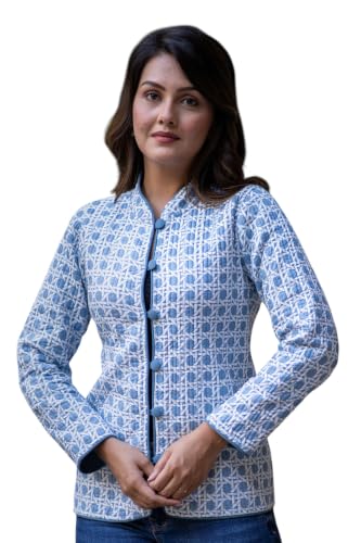 Image of Reversible Jacket for Women | Double Sided Quilted Jacket | Reversible Winter Jacket for Women | Stylish Ethnic Printed Jacket | Warm & Comfortable Casual Outerwear