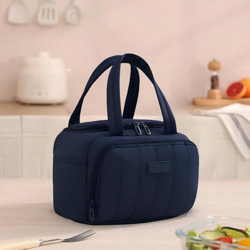 Image of SVH Insulated Lunch Carrier for Women & Kids | Large Capacity Thermal Lunch Bag with Front Pocket, Sturdy Handles & Secure Zipper for Office, School & Picnic (Light Blue)