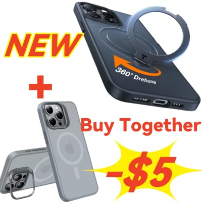 TORRAS Upgrade 360° Spin Magnetic Stand&Magnetic Lstand for iPhone 15 Pro Max Case