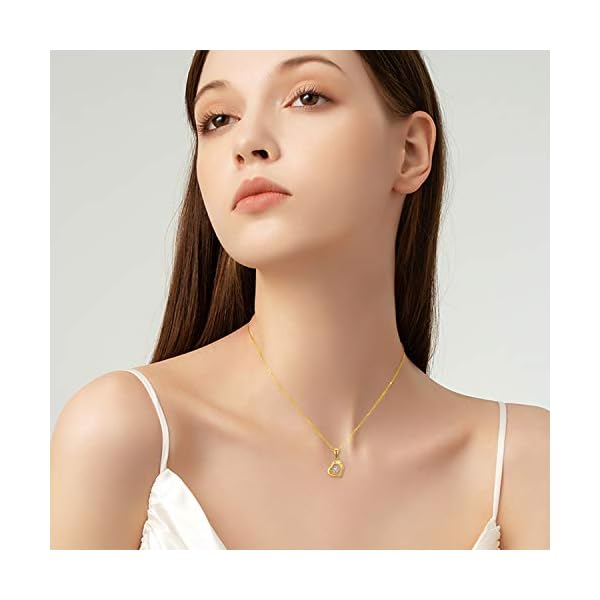 SISGEM 18K Real Gold Heart Necklace for Women,Yellow Gold Dancing Diamond Heart Pendant Anniversary Birthday Jewelry Gifts for Mom, Wife, 18" - Image 3