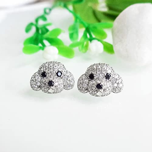 925 Sterling Silver Cute Dog Puppy Zirconia Earrings Ear Stud Piercing white gold plated Fashion Jewelry Gifts WK900552