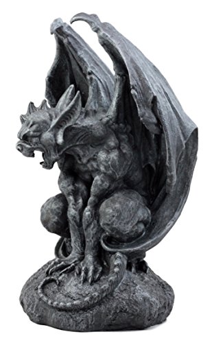 Estatua grande de gárgola guardian encorvada con alas 12.5 pulgadas miniatura 4