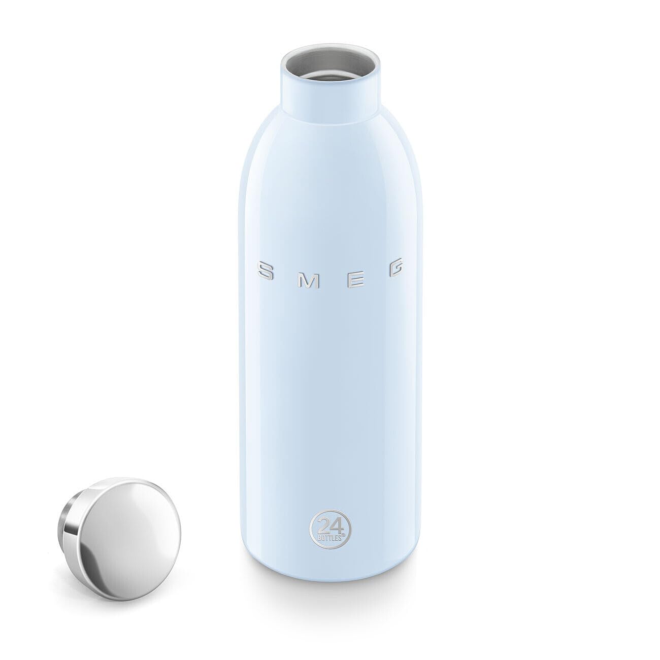 Smeg x 24Bottles Clima Bottle, 500 ml Isolierte Edelstahl Trinkflasche WBF01PB, Doppelwandige Isolierung und Luftdichter Verschluss, 24h Kalt & 12h Heiß, Pastellblau