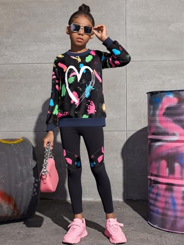 Image of Girls 2 Piece Outfits Kids Clothes Sets Sweatsuit Tracksuit Jogger Print Long Sleeve Sweatshirts Sweatpants 4-13Y