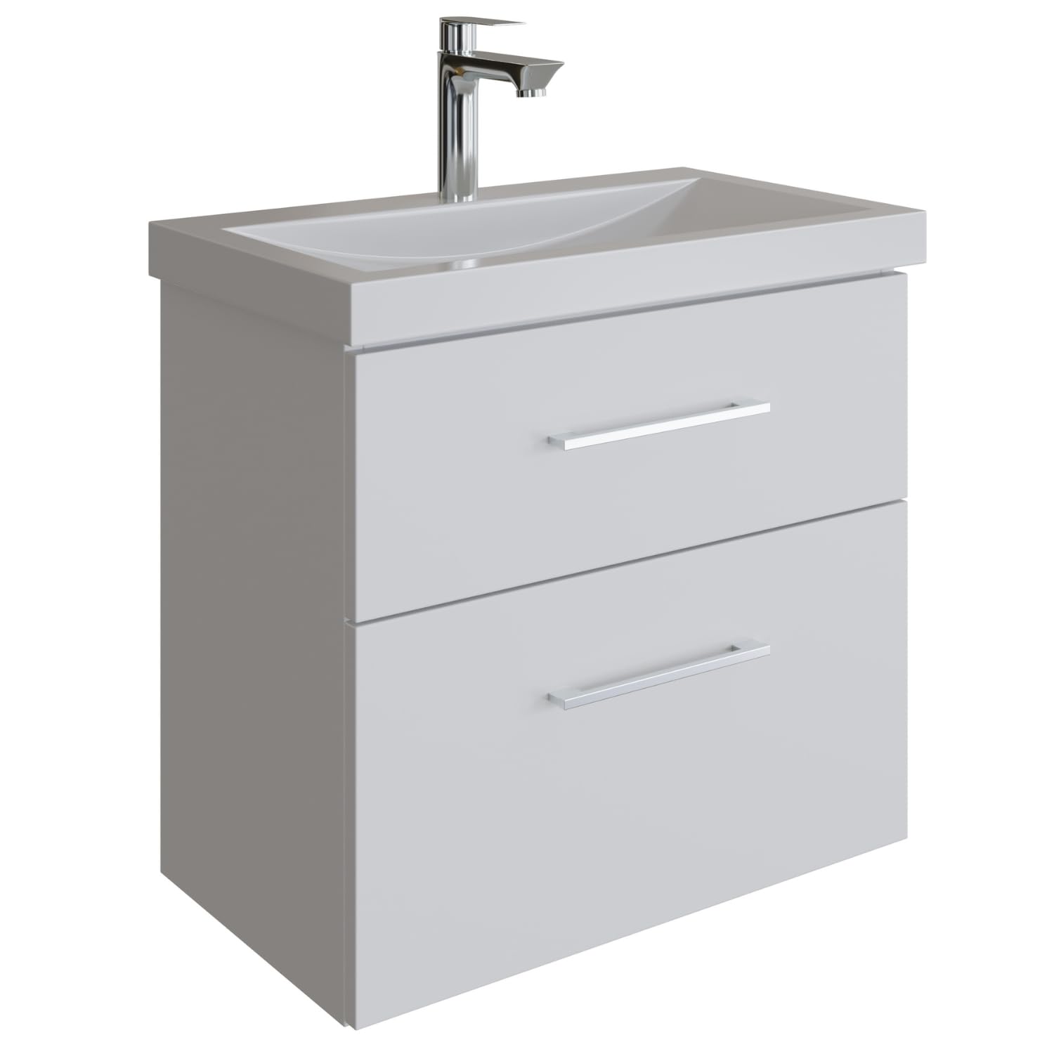 Planetmöbel Set di mobili da bagno lavabo con mobiletto 63 x 60 x 36,5 cm, mobile lavabo moderno per bagno e WC ospiti, bianco