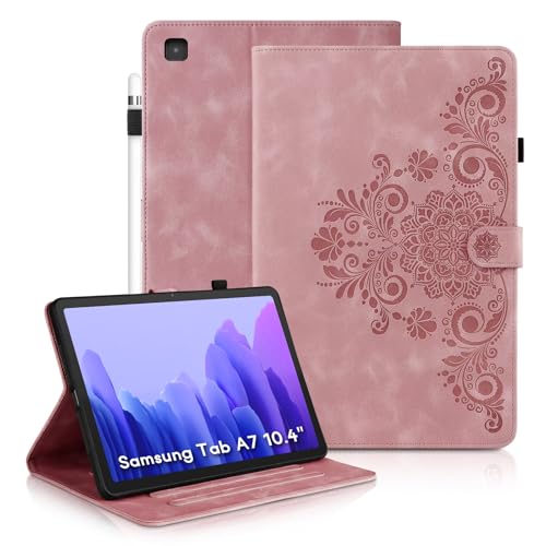 Mantala Funda para for Galaxy Tab A7 10.4 Inch Case, Soft Touch Faux Leather with Card Slots and Kickstand, Precise Cutouts Compatible with Funda para Samsung Galaxy Tab A7 2022 2020 Pink