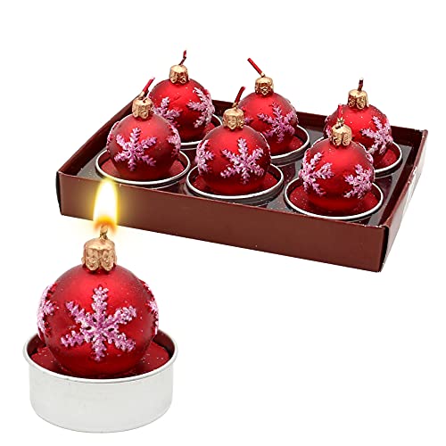 Dekohelden24 6er Set Teelicht Weihnachtskugel - Christbaumkugel in...