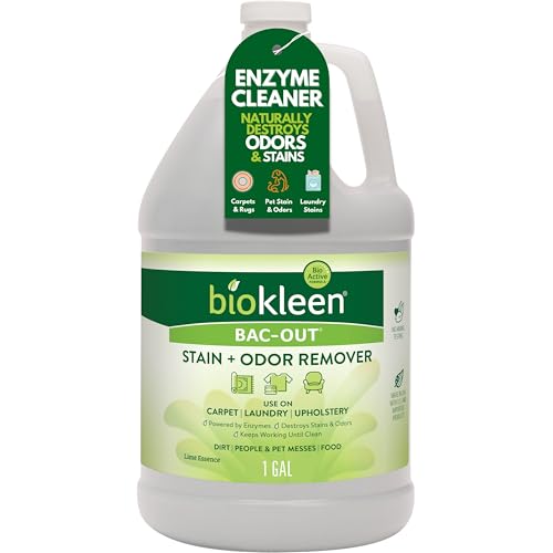 Biokleen Bac-Out Enzyme Cleaner and Stain & Odor Remover for Pet Stains, Laundry, Diapers, Wine, Carpets, & More, Eco-Friendly, Non-Toxic, Lime Scent, 128 Ounces