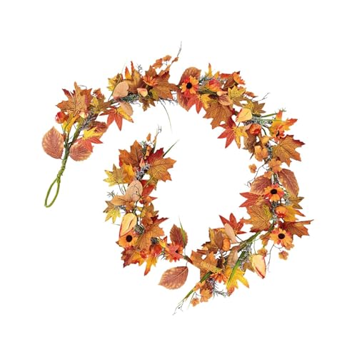 Guirnalda de otoño para manto, decoraciones de fiesta de Acción de Gracias, decoración de hojas de otoño, guirnalda de Acción de Gracias, para fiesta, chimenea, puerta delantera, patio, porche, jardín