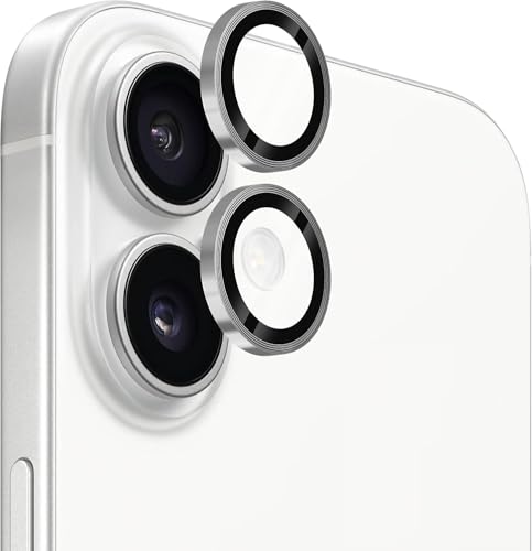 Image of Skinomi Camera Lens Protector Compatible with iPhone 17, [Anti-Scratch] Premium Tempered Glass Film Aluminum Alloy Lens Ring Cover- White Titanium