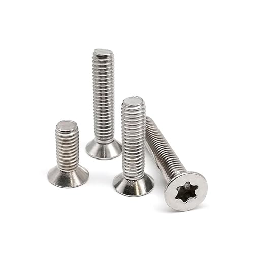 RKODRSMG 5/10/pcs M6 M8 GB2673 316 A4-80 Acciaio Inossidabile di Grado Marino Torx a Sei lobi Bullone di Sicurezza a Testa Svasata Piatta(5pcs M8,30mm)