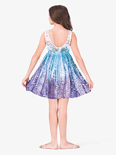 Watercolour Girls Hand Painted Lace Lyrical Dress Teal/Purple ML WC203C3