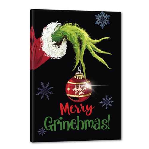 Funny Grinch Christmas Decorations Wall Art, Merry Grinchmas Sign Pictures Wall Decor Canvas Prints for Living Room Home Framed Painting Winter Holiday Xmas Artwork The Grinch Surprise 10"×1
