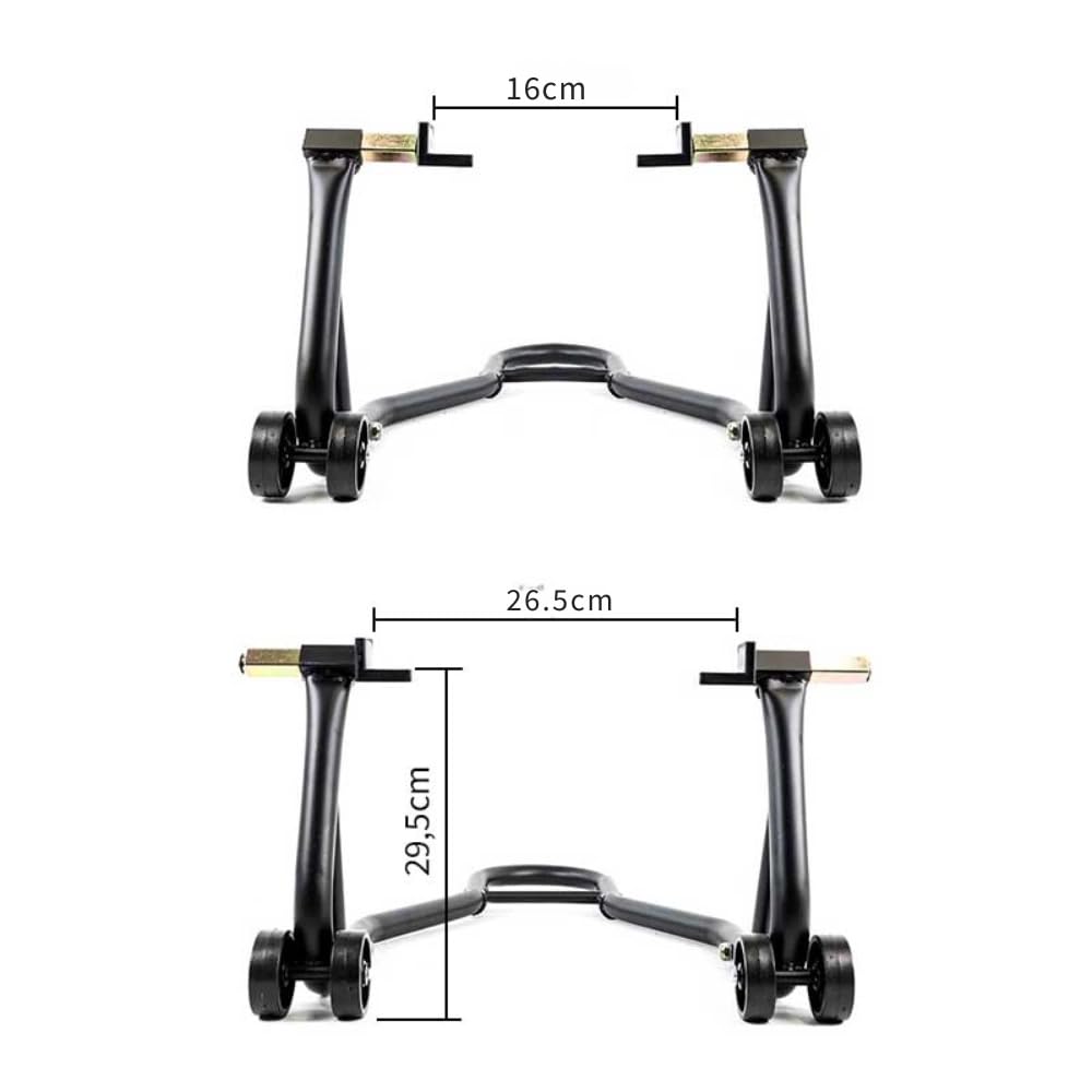 Béquille arrière Moto 50cc - 125cc | Compatible Bras oscillant (16-26,5 cm) Léger et Robuste (Noir)