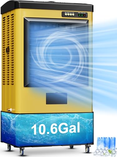 Uthfy 4800 CFM Swamp Cooler, 40IN Evaporative Air Cooler with 10.6 Gal Water Tank, 3 Speeds, 120°Oscillation, 3 Ice Packs, Outdoor Garage Air Conditioner for Patio, Yard, Factory