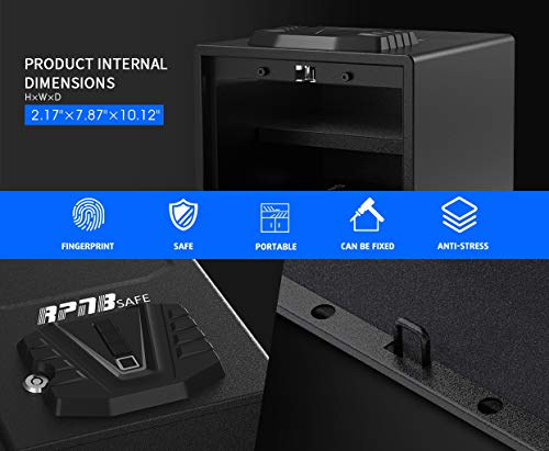 RPNB Gun Security Safe, Quick-Access Firearm Safety Device with Biometric Fingerprint & Digital Key Pad - Thumbnail 4