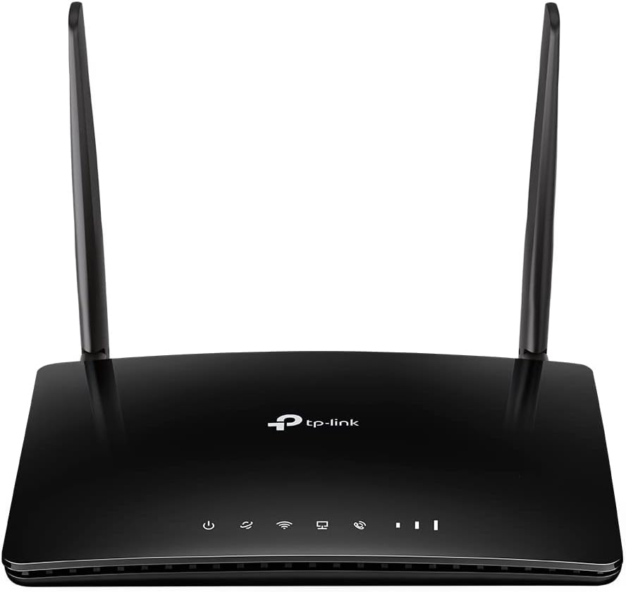TP-Link N300 4G+Cat 4 LTE Telephony Wi-Fi Router, SIM Slot Unlocked, Records up to 100 minutes of voicemail, No Configuration Required, Removable External Wi-Fi Antennas, UK Plug, Black (TL-MR6500v)