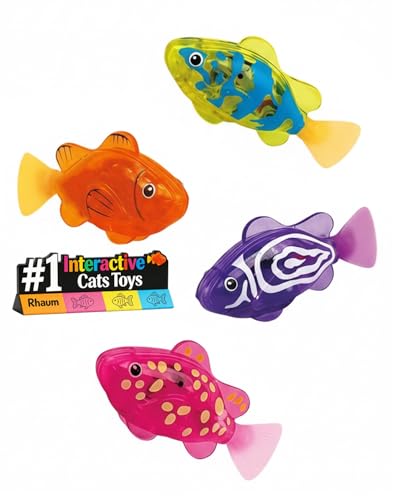 Rhaum 4pcs Magic Water-Activated Glowing Swimming Fish, Robotic Fish Swim Toy for Aquarium, Interactive Luminous Robot Alive Pet, Waterproof Bath with Neon Underwater Glow, Automatic Movement Fun