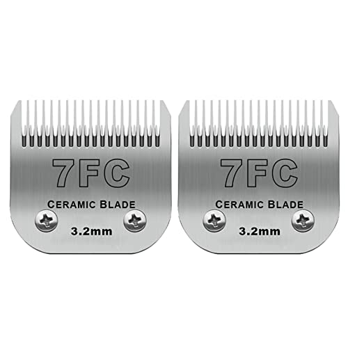 Image of 7FC Detachable Dog Blades Compatible with Andis /Oster A5 Grooming | Compatible with wahl km10 dog clipper,Cut Length 1 /8 inch(3.2mm),Made of Ceramic Blade & Stainless Steel Blade,2 PACK